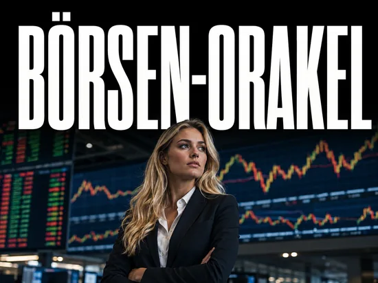 Blonde Geschaeftsfrau vor Boersenkursen, Symbolbild fuer eine Wall-Street-Legende