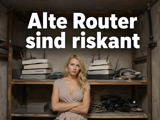 Ausrangierte Router und Kabel auf einem Kellerregal