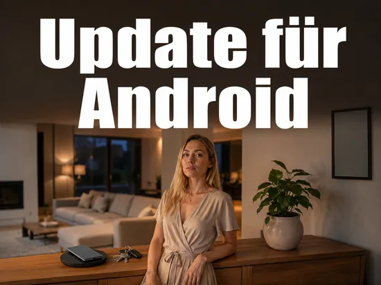 Smartphone mit leerem Display auf einer Ladeschale im Wohnzimmer