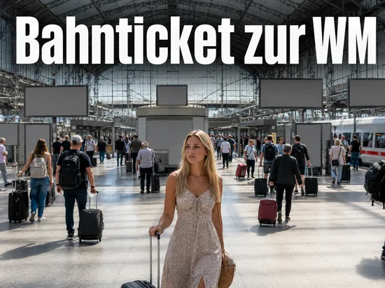 Belebte Bahnhofshalle mit Glasdach und Reisenden mit Koffern