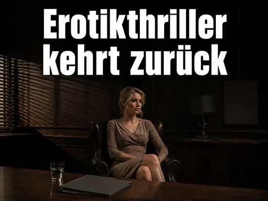 Dunkler Salon im Film-noir-Stil mit Ledersessel als Symbol fuer die Fortsetzung eines Erotikthrillers