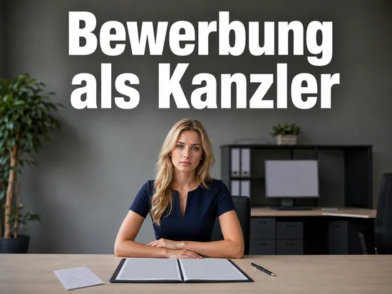 Frau sitzt an einem Schreibtisch mit einer aufgeschlagenen Bewerbungsmappe