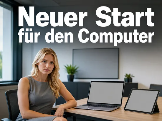 Frau am Schreibtisch mit Notebook und Tablet-PC