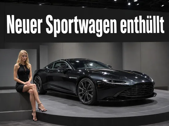Sportliches Coupé auf einer Ausstellungsfläche in einer Messehalle