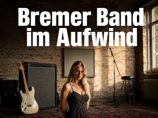 Proberaum mit E-Gitarre, Verstaerker und Mikrofonstaender