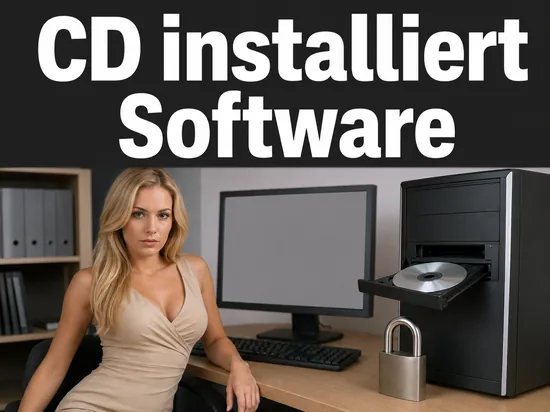 PC mit geoeffnetem CD-Laufwerk und einem Vorhaengeschloss davor