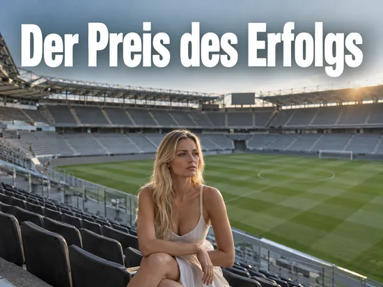 Frau sitzt auf der leeren Tribüne eines Stadions