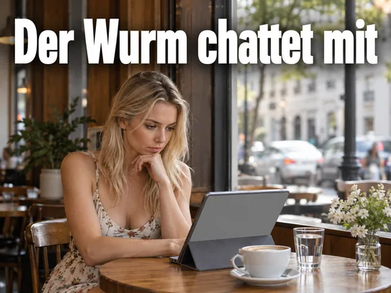 Tablet mit leerem Display auf einem Cafétisch am Fenster
