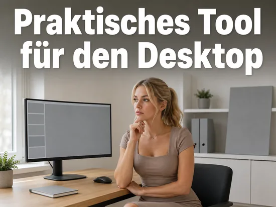 Monitor mit leerer Desktop-Oberflaeche und Seitenleiste als Symbol fuer ein kostenloses Desktop-Werkzeug