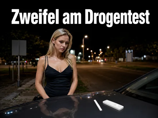 Teststreifen und Testkästchen auf einer Motorhaube bei einer nächtlichen Kontrolle