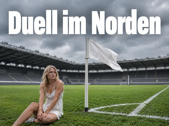 Eckfahne am Spielfeldrand vor leeren Rängen