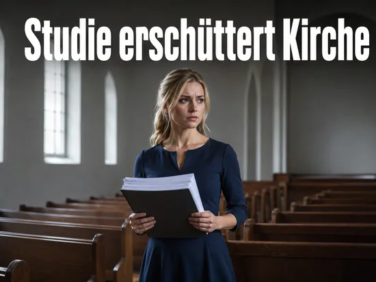 Frau mit Studienbericht in einer leeren Kirche: Studie deckt massiven Missbrauch in der evangelischen Kirche auf