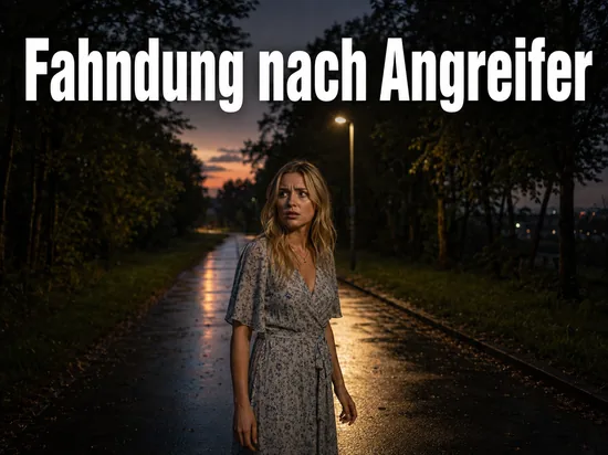 Frau auf einem einsamen Radweg in der Daemmerung: Polizei fahndet nach dem Angreifer