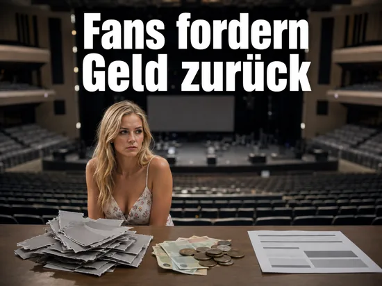 Stapel Eintrittskarten und Geld auf einem Tisch vor einer leeren Konzerthalle