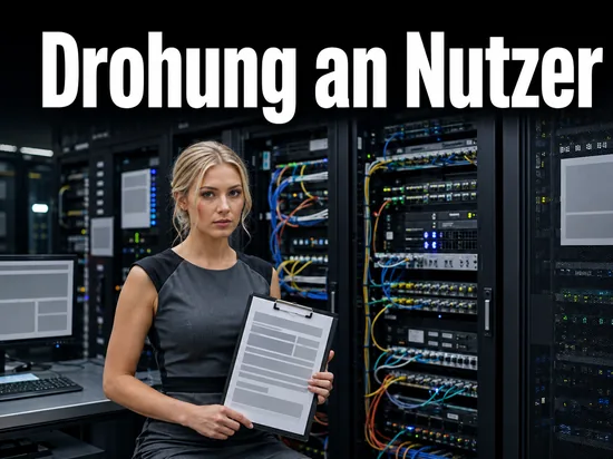 Serverraum mit Netzwerkschraenken und einem Klemmbrett mit Formular
