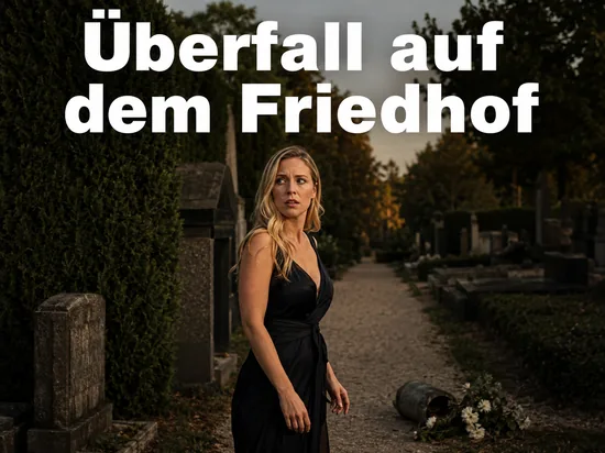 Frau auf einem stillen Friedhofsweg mit umgefallener Blumenvase: 79-Jaehrige auf dem Friedhof in Moenchengladbach ueberfallen