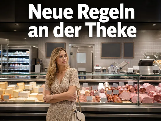 Frischetheke im Supermarkt mit Kaese und Wurst als Symbol fuer neue Regeln an der Bedientheke