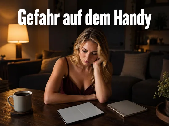 Smartphone mit leerem Display auf einem Tisch am Abend