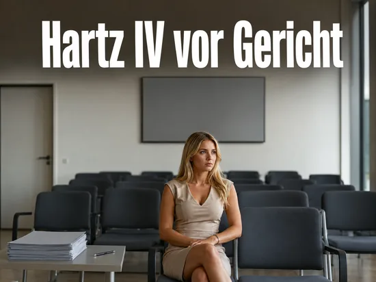 Wartebereich einer Behoerde mit leeren Stuehlen und Formularstapel
