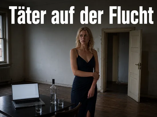 Frau in einer verlassenen Wohnung mit Laptop und Flasche auf dem Tisch: Taeter nach Uebergriff auf 17-Jaehrige auf der Flucht