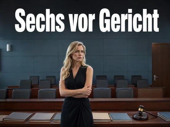 Frau in einem leeren Gerichtssaal mit Akten und Richterhammer: sechs Jugendliche stehen in Hildesheim vor Gericht