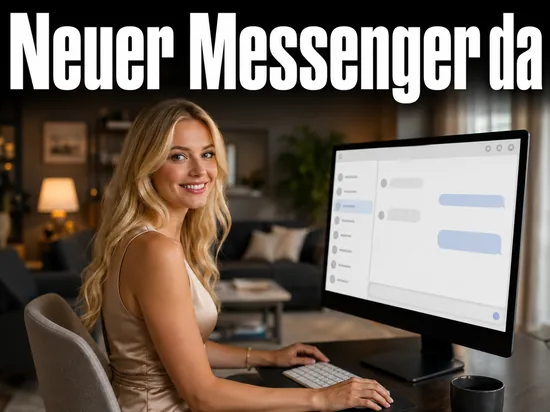 Frau vor einem Monitor mit Chat-Fenster und Kontaktliste als Symbol fuer die neue ICQ-Beta-Version zum Download