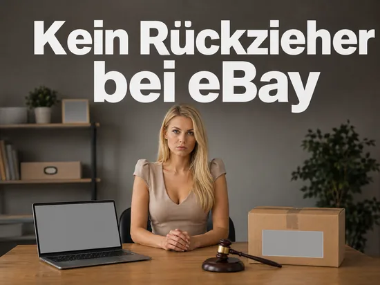 Schreibtisch mit Laptop, Paketkarton und Richterhammer