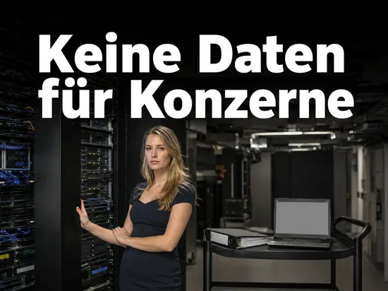Serverraum mit Rack und Rollwagen mit Aktenordner und Laptop