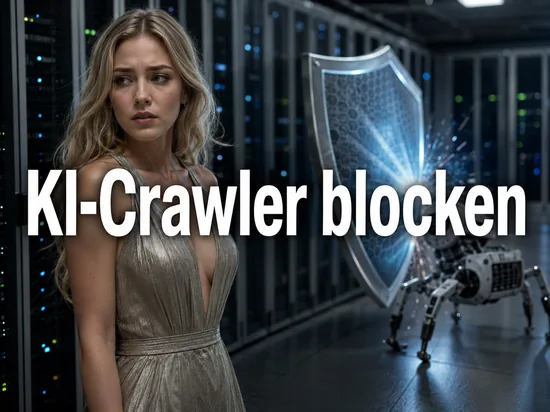 Frau mit Schutzschild-Symbol, das einen Web-Crawler abwehrt