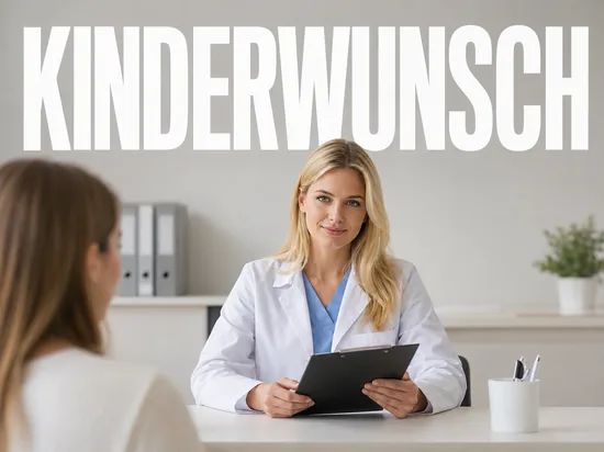 Blonde Aerztin im Beratungsgespraech, Symbolbild Kinderwunsch und Aufklaerung