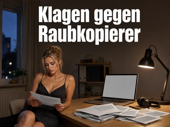 Schreibtisch mit Laptop, Kopfhoerern und einem Stapel Schreiben