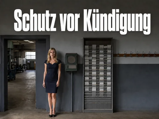Frau steht in einer Werkhalle neben einer Stempeluhr mit Stechkarten