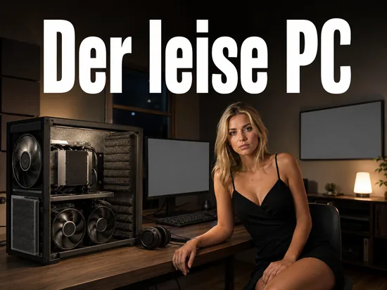 Frau neben einem geöffneten Computer mit großen Lüftern und Dämmmatten