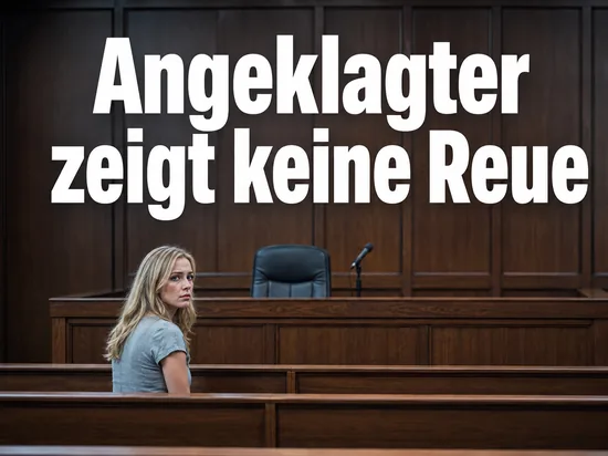 Frau in einem leeren Gerichtssaal vor der Anklagebank: Angeklagter zeigt im Missbrauchsprozess keine Reue