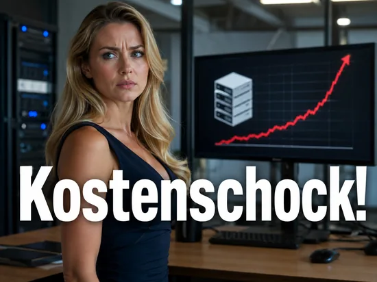 Frau vor einem Monitor mit stark steigender Kostenkurve