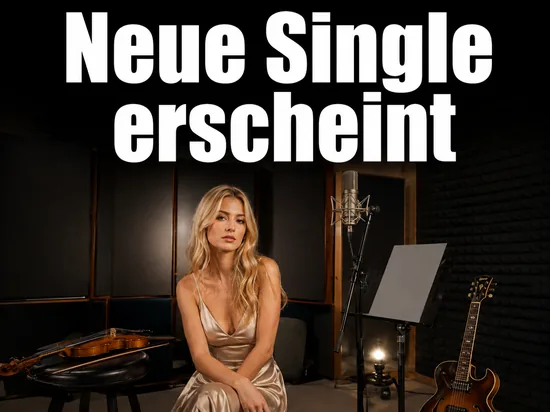Aufnahmeraum mit Violine, Notenstaender, Mikrofon und Gitarre