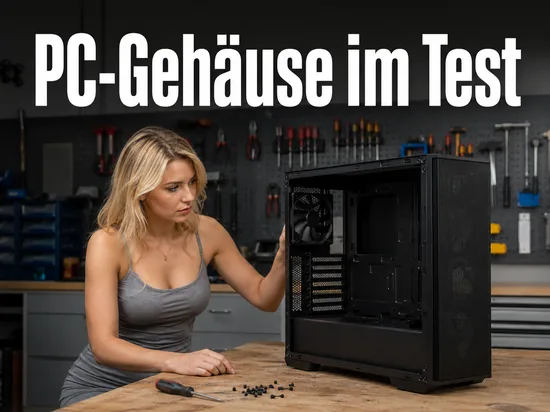 Frau an einer Werkbank mit einem offenen PC-Gehäuse