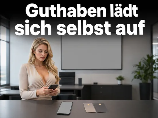 Frau im Büro mit Smartphone und zwei Karten auf dem Tisch