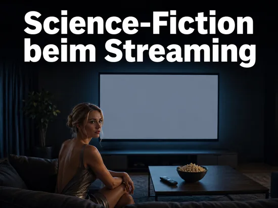 Heimkino mit grossem Fernseher und Popcorn als Symbol fuer Science-Fiction-Filme beim Streaming