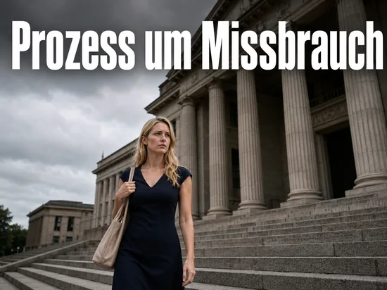 Frau vor einem Gerichtsgebaeude: Prozess um jahrelangen Missbrauch