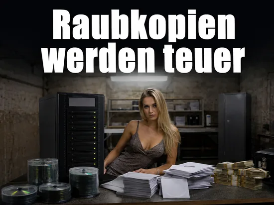 Kellertisch mit CD-Brennturm, Rohlingspindeln und Papierhuellen