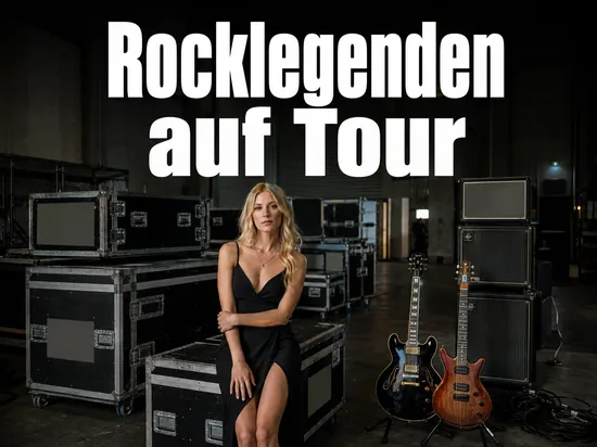 Backstage-Bereich mit Flightcases, Gitarren und Verstaerkern