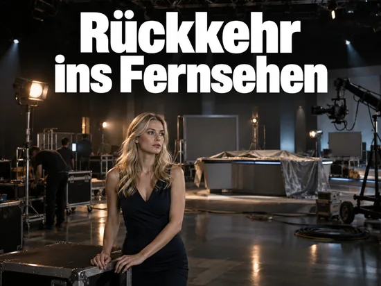 Frau steht in einem Studio, in dem die Technik für eine neue Sendung aufgebaut wird