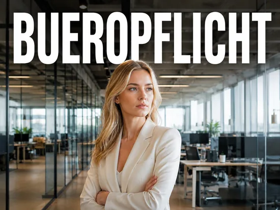 Blonde Geschaeftsfrau im modernen Grossraumbuero mit Glaswaenden, Symbolbild Bueropflicht statt Homeoffice bei SAP