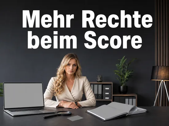 Frau am Schreibtisch mit Notebook, Lupe und einem leeren Formular