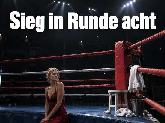 Leerer Boxring mit Ringecke, Hocker und Handtuch nach dem Kampf