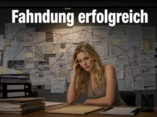 Frau vor einer Ermittlungspinnwand mit Karten und Verbindungsfaeden: Fahndungserfolg der Sonderkommission