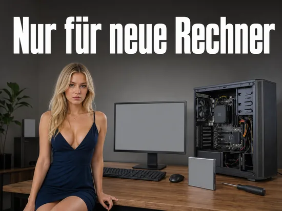 Schreibtisch mit offenem Computer-Tower, Bildschirm und Spielhuelle