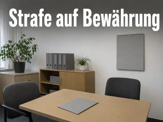 Beratungsraum der Bewaehrungshilfe mit Tisch, Stuehlen und Aktenmappe