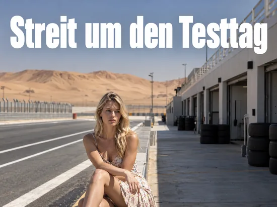 Leere Boxengasse einer Rennstrecke in der Wüste